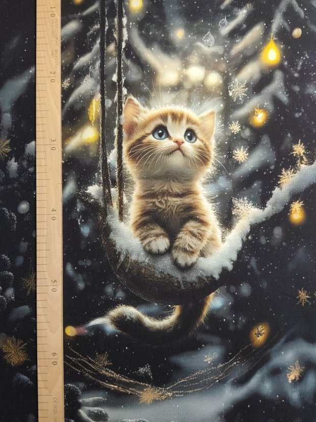 Panel- Teplákovina - Kočička na houpačce 80x60