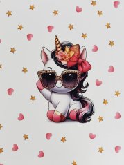 Panel - Teplákovina- Mávající jednorožec s mašlí 50x45