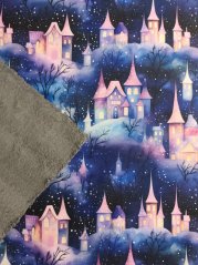 Softshell s beránkem- Fialové domečky