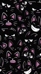 Kočičí obličeje na černé