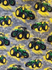 Teplákovina nepočesaná- Zelené traktory so žltou