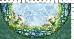 Panel- Detská polkolová sukňa MINI verzia - Húsenica na lúke
