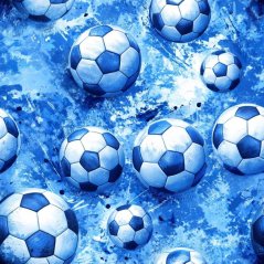 Úplet - Futbalové lopty na modrej