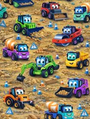 Úplet - Farebné stavebné stroje