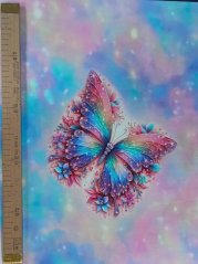 Panel - Teplákovina- Ružovomodrý motýlik 50x45