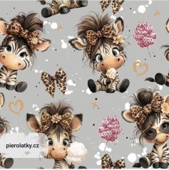 Teplákovina nepočesaná- Zebry s mašľou