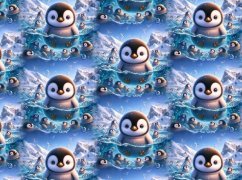 Velúr soft - Tučniaky vo vode