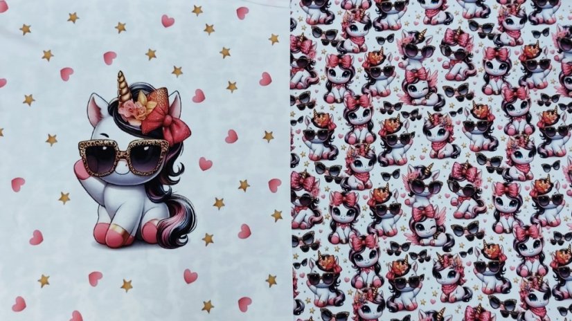 Teplákovina nepočesaná- Jednorožce s mašľou