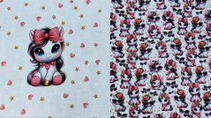 Panel - Teplákovina- Sedící jednorožec s mašlí 50x45