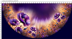 Panel- Polkolová sukňa - Fialové maky