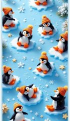 Velur soft - 3D tučňáci