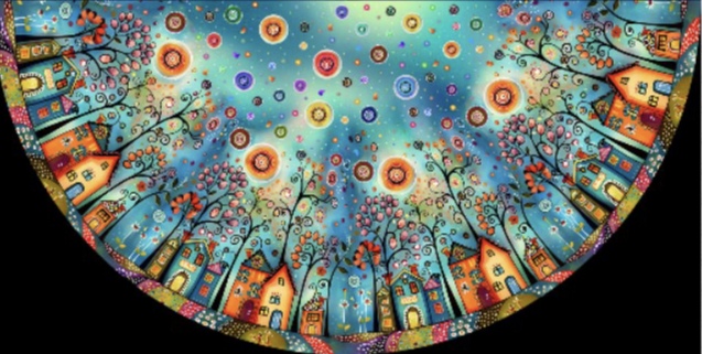 Panel- Dětská půlkolová sukně - Domky