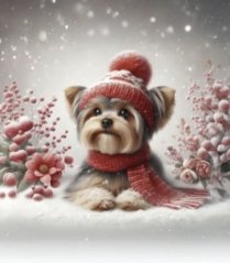 Panel - Teplákovina- Yorkšík s čepicou a šálom 47x43