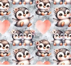 Velúr soft - Tučniaky a srdiečka