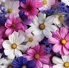 Hodvábne - farebné kvety
