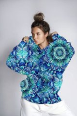 Teplákovina nepočesaná- Modrozelené mandaly