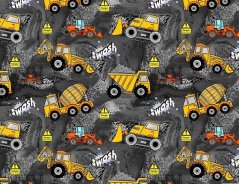 Teplákovina nepočesaná- Stavební stroje na šedé