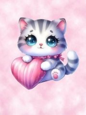 Panel - Teplákovina- Koťátko se srdíčkem 50x45