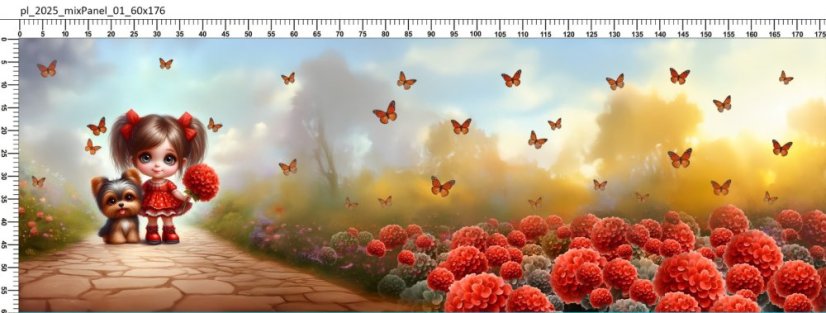 Panel - Úplet Holčička s yorkšírem 60x175