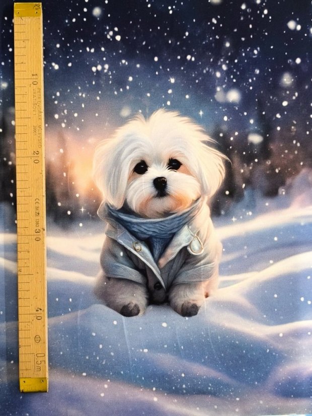 Panel - Teplákovina- Zasnežený psík 50x45cm