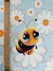 Panel - Teplákovina- Včielka a kvietky 50x45