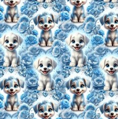 Teplákovina nepočesaná- Pejsci a modré kvítky