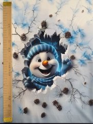 Panel - Teplákovina- Sněhulák a šišky 50x45cm
