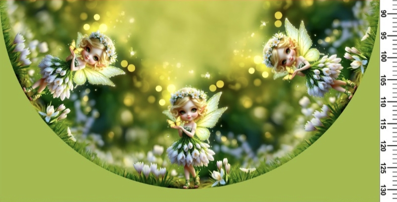 Panel- Detská polkolová sukňa MINI verzia - Jarná víla