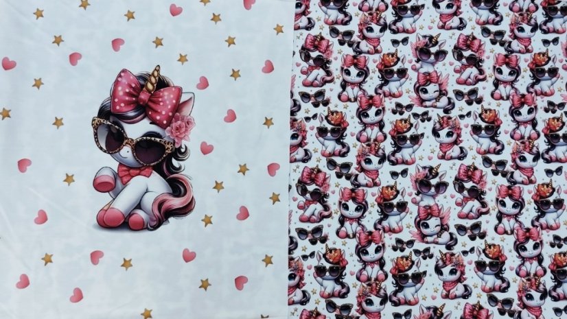 Teplákovina nepočesaná- Jednorožce s mašľou