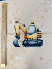 Panel - Teplákovina- Pásový bager na béžovej 50x45