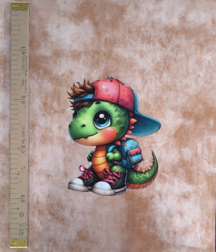 Panel - Teplákovina- Dino s baťohem 50x45