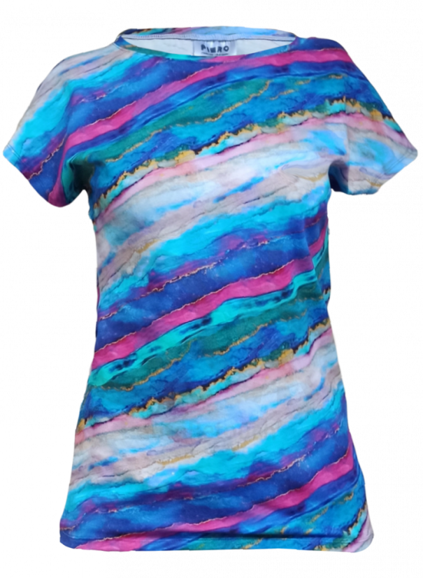 Dámske tričko s prinechaným rukávom Farebný mramor - Veľkosť: XL