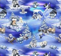 Velur soft - Zvířátka na fialové