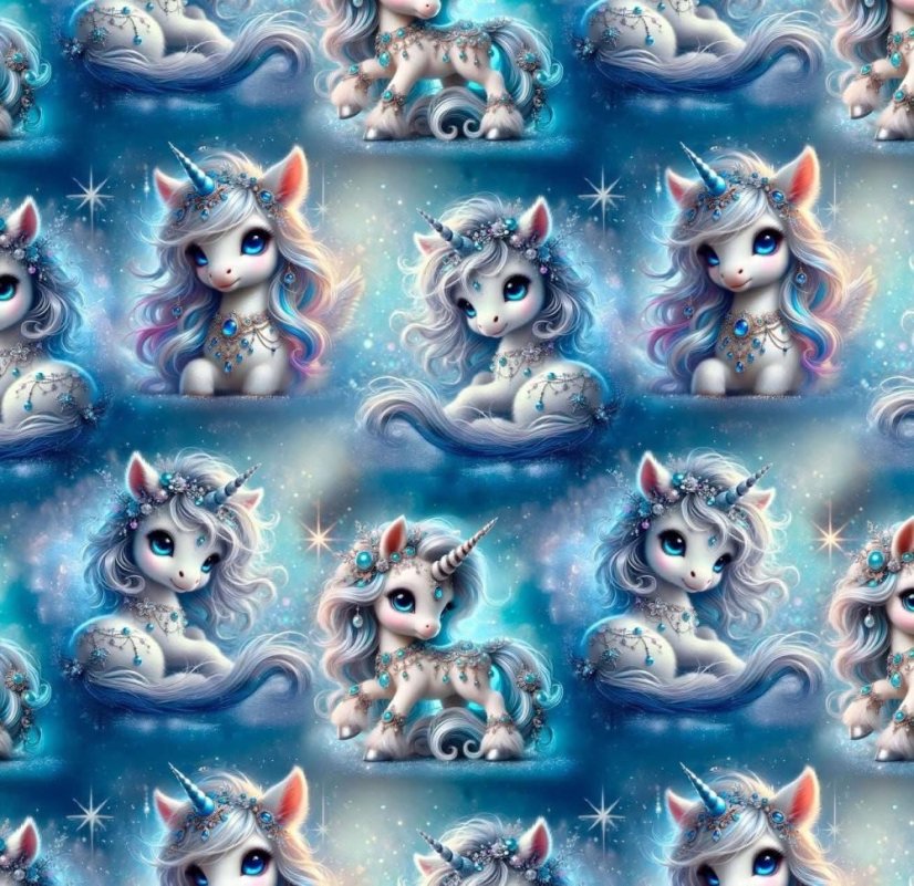 Softshell s baránkom- Jednorožce na modrej