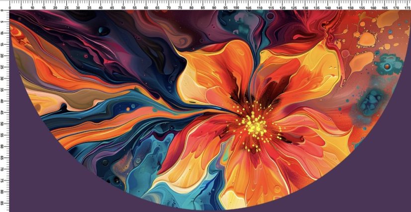 Panel- Polkolová sukňa - Abstrakt kvet