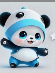 Panel - Teplákovina Panda v čiapke