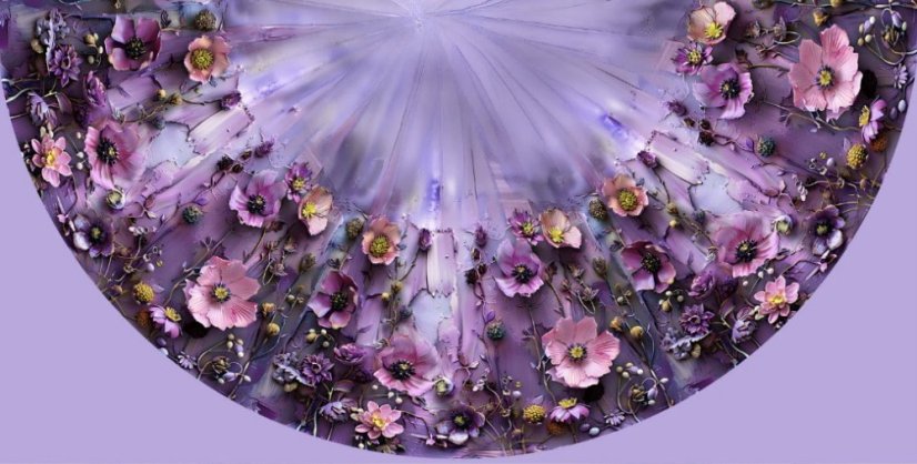 Panel- Detská polkolová sukňa - Fialové 3D kvety