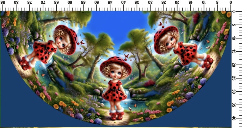 Panel- Detská polkolová sukňa MINI verzia - Dievčatko v červenom