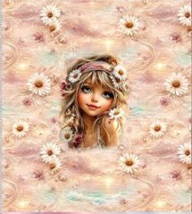 Panel - Teplákovina- Dievča a margaréty 50x45