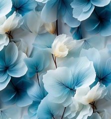 Hodvábne - modrozelené a biele kvety