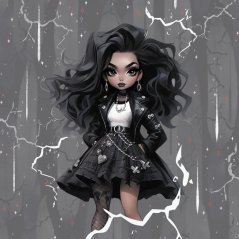 Panel - Teplákovina Goth girl - čiernovláska v krátkej sukni