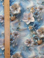 Úplet - Perleťové květy na modré