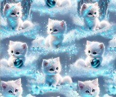 Teplákovina nepočesaná Kočičky na modré
