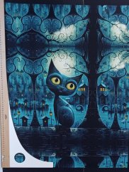 Panel - Úplet Modrá mačka a zatopené mesto 75x60cm