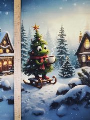 Panel- Teplákovina - Stromeček na sáňkách 80x60