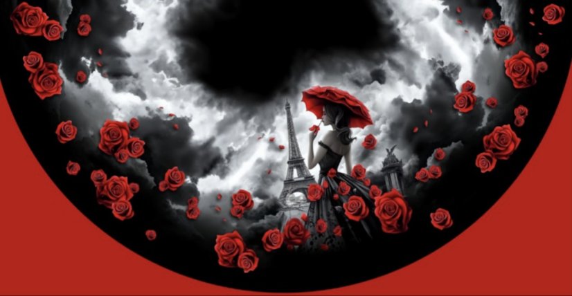 Panel- Detská polkolová sukňa - Žena s dáždnikom