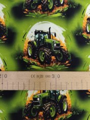 2. jakost - Teplákovina nepočesaná Zelený traktor - 1,9m