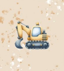 Panel - Teplákovina- Pásový bager na béžovej 50x45