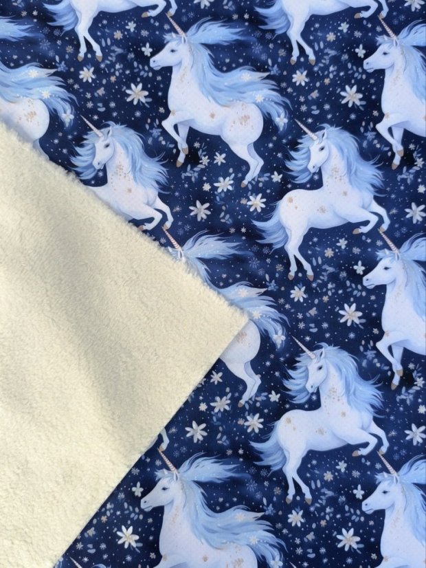 Softshell s baránkom- Jednorožce na šedomodrej