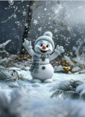 Panel- Teplákovina - Usmievavý snehuliak 80x60